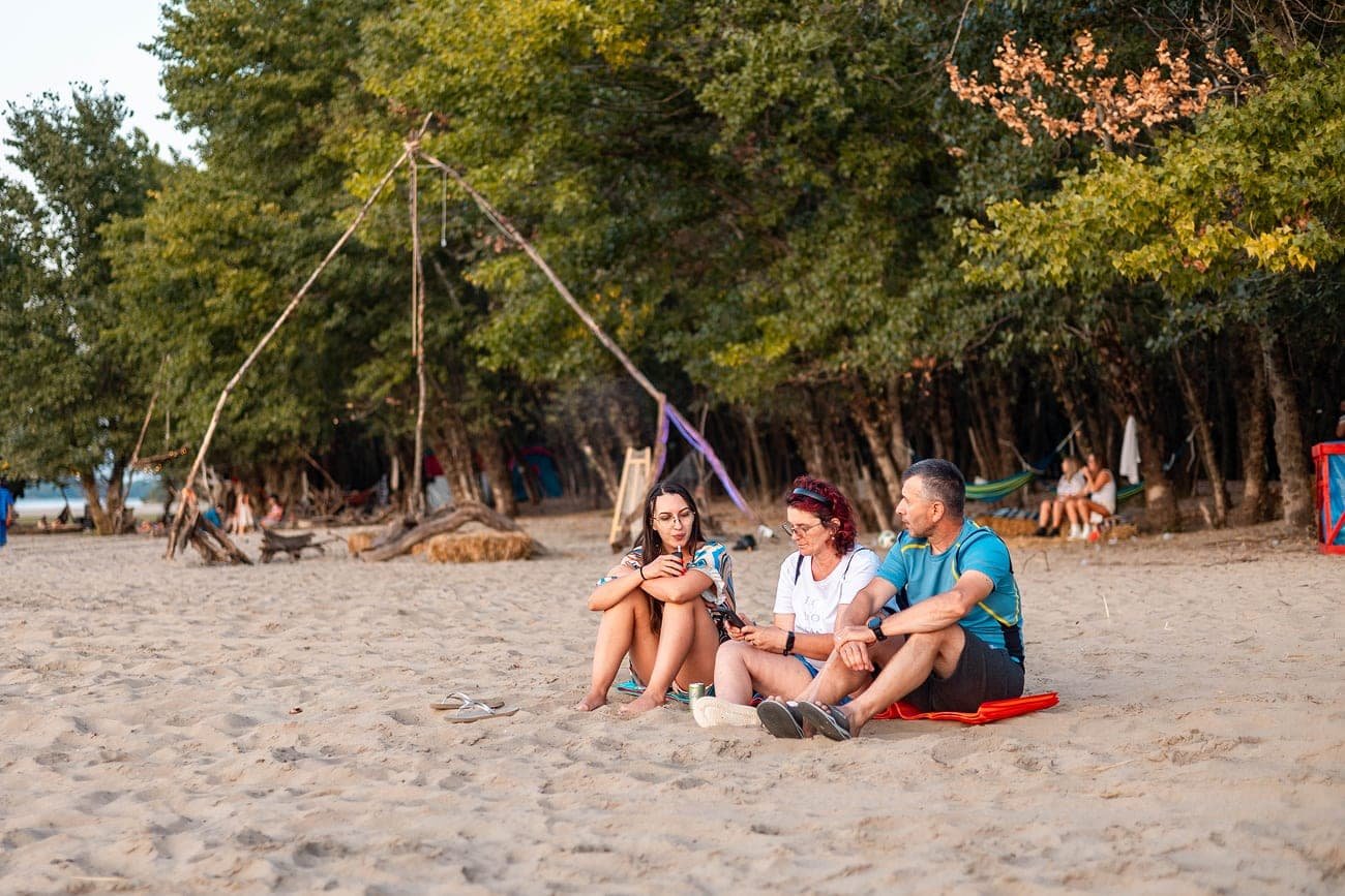 Friends relaxing on the beach